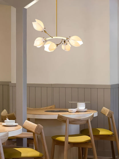 Elegant Porcelain Magnolia Chandelier with Adjustable Brightness & Tim