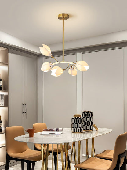 Elegant Porcelain Magnolia Chandelier with Adjustable Brightness & Tim