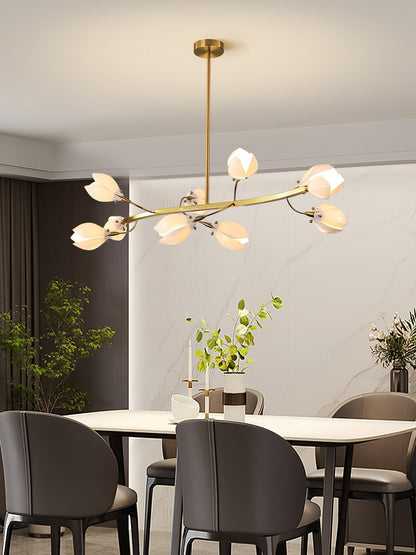 Elegant Porcelain Magnolia Chandelier with Adjustable Brightness & Tim