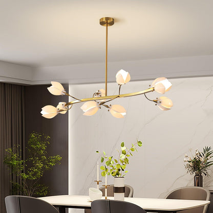 Elegant Porcelain Magnolia Chandelier with Adjustable Brightness & Tim