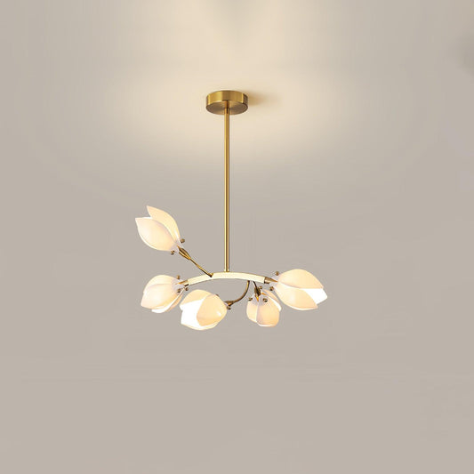 Elegant Porcelain Magnolia Chandelier with Adjustable Brightness & Tim
