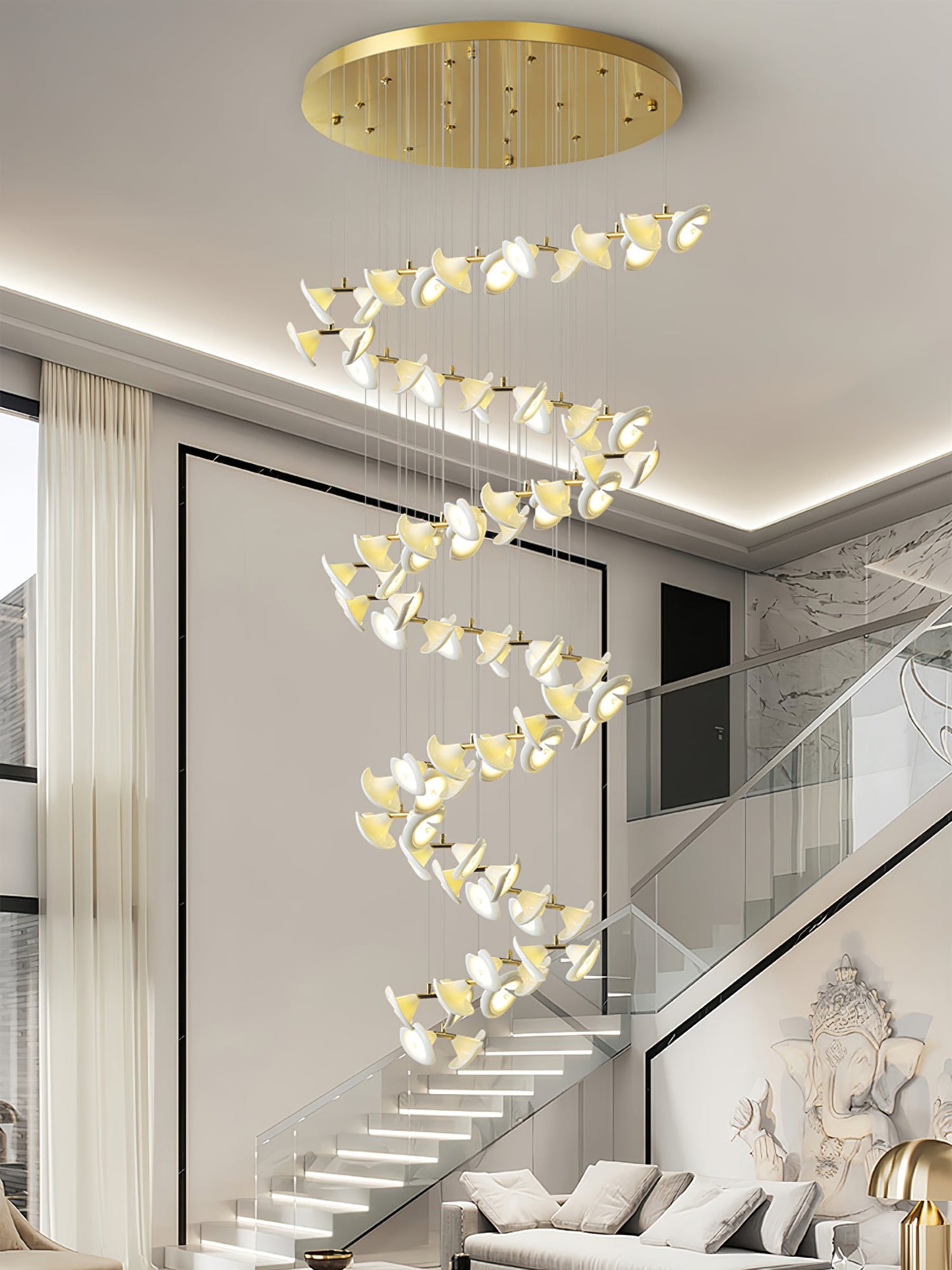 Blossom Double Horn Chandelier - Elegant Design with Adjustable Height