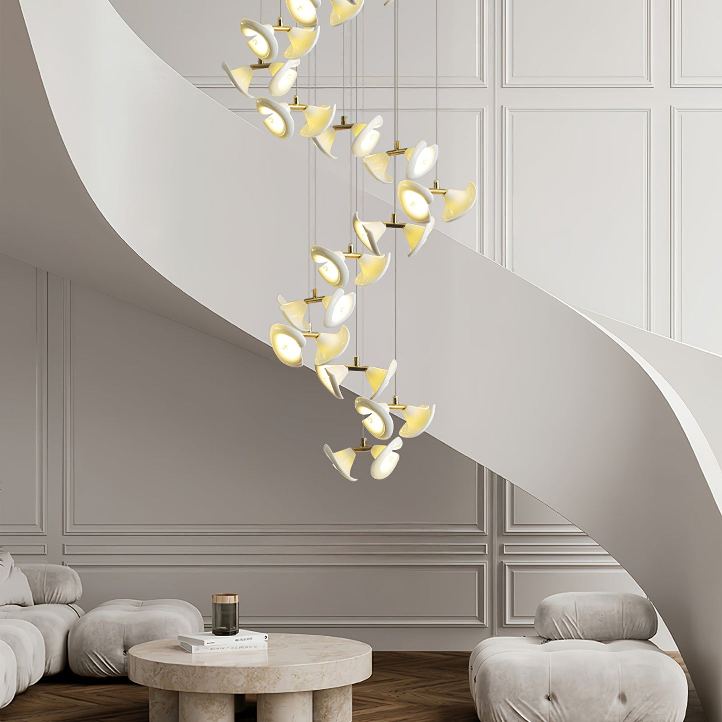 Blossom Double Horn Chandelier - Elegant Design with Adjustable Height