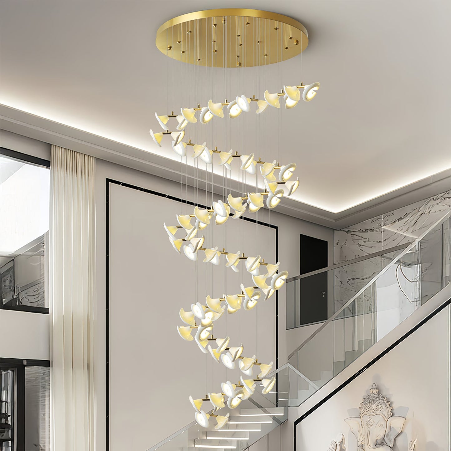 Blossom Double Horn Chandelier - Elegant Design with Adjustable Height