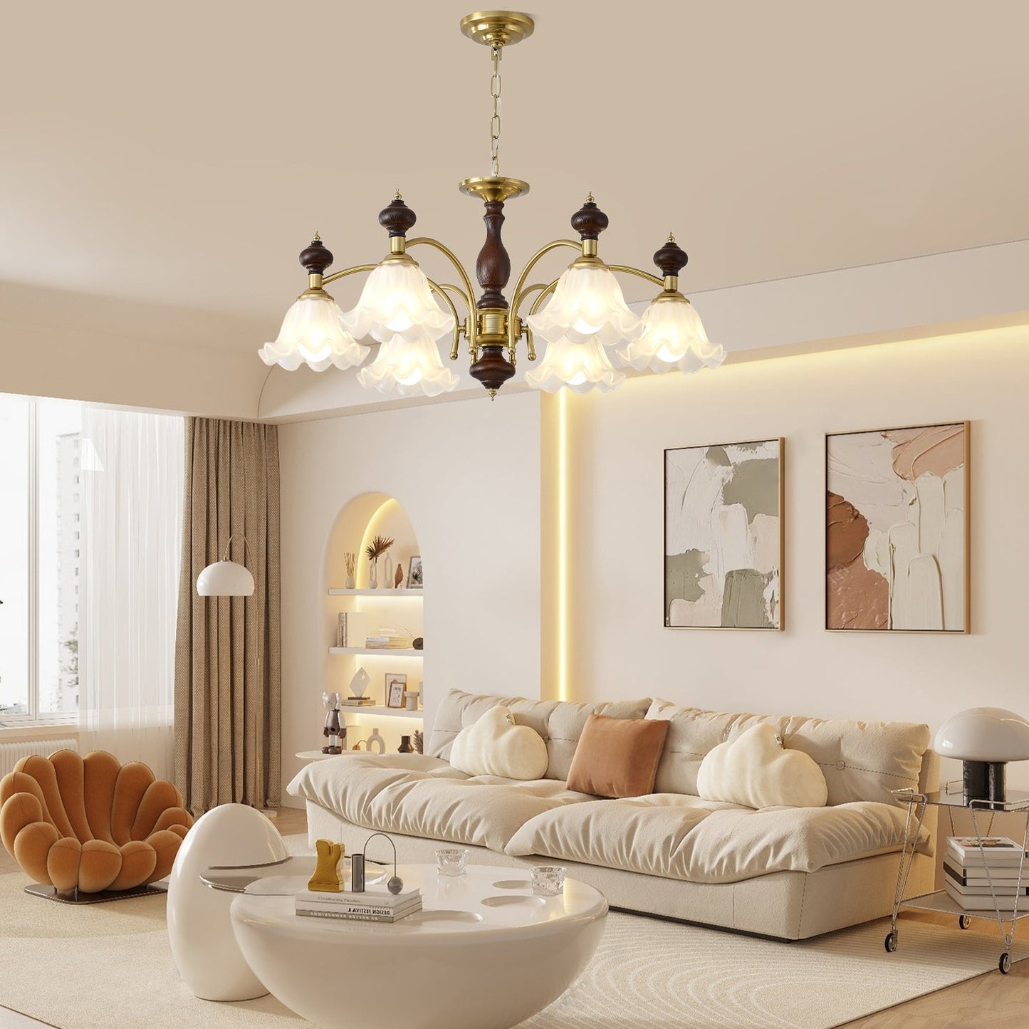 Elegant Blossom Flowers Chandelier - Adjustable Height & LED Compatibl
