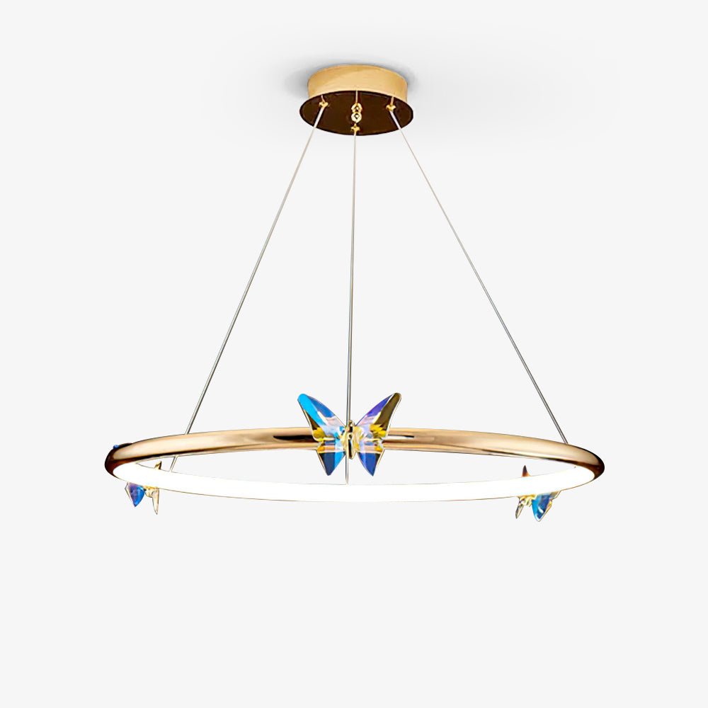 Elegant Blue Butterfly Chandelier - Adjustable Height, LED Compatible