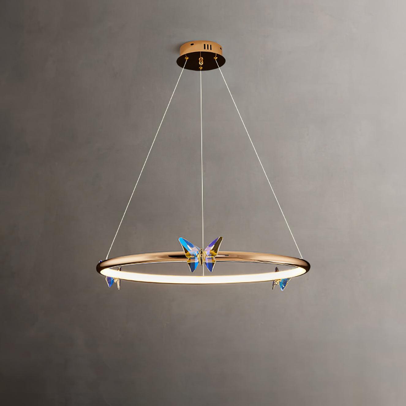 Elegant Blue Butterfly Chandelier - Adjustable Height, LED Compatible
