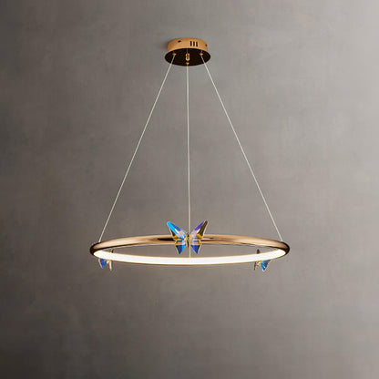 Elegant Blue Butterfly Chandelier - Adjustable Height, LED Compatible