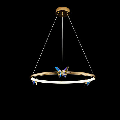 Elegant Blue Butterfly Chandelier - Adjustable Height, LED Compatible