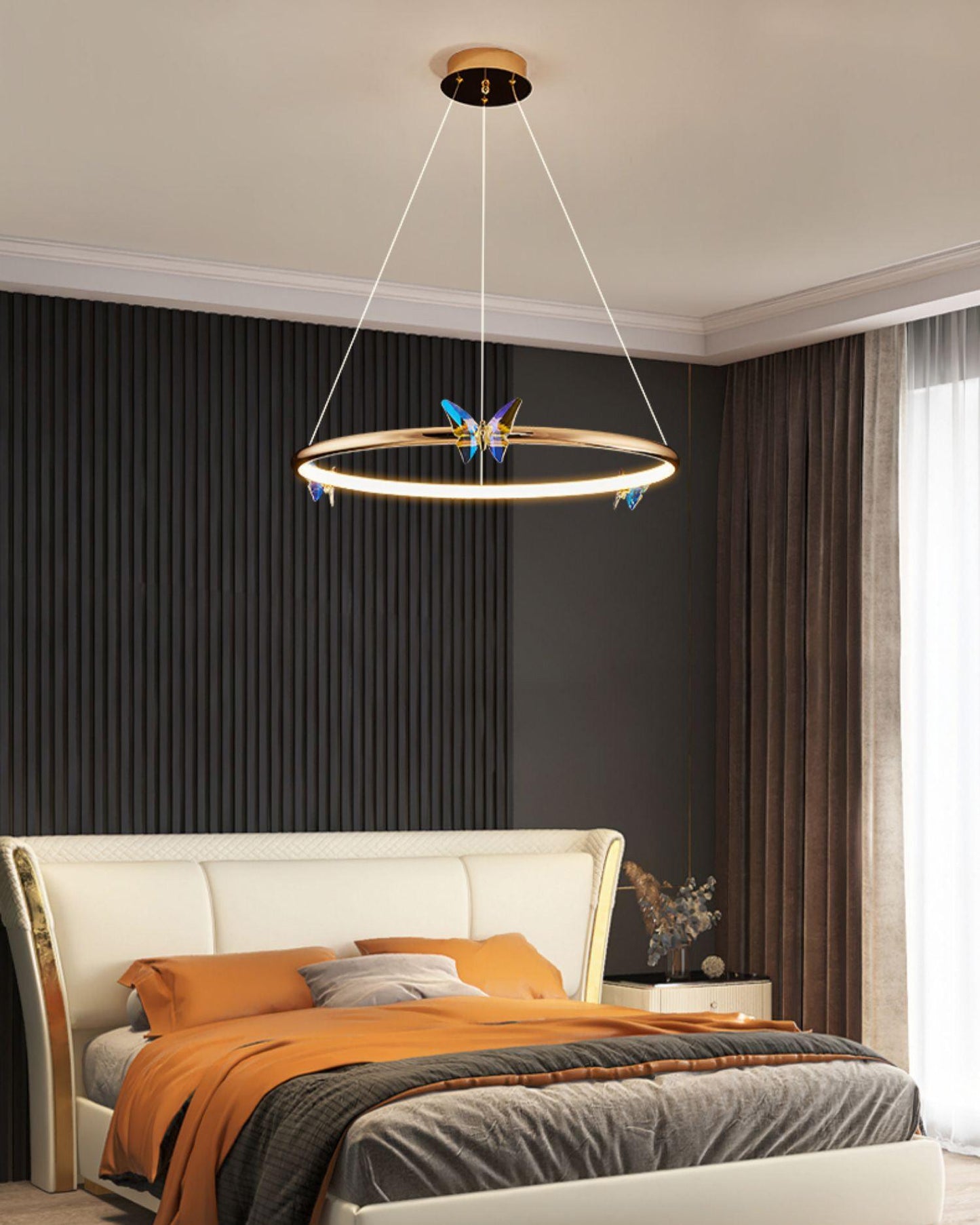 Elegant Blue Butterfly Chandelier - Adjustable Height, LED Compatible