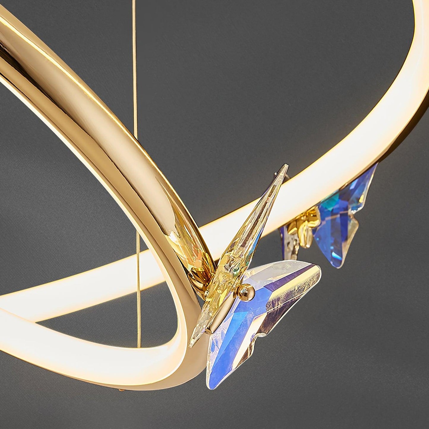 Elegant Blue Butterfly Chandelier - Adjustable Height, LED Compatible