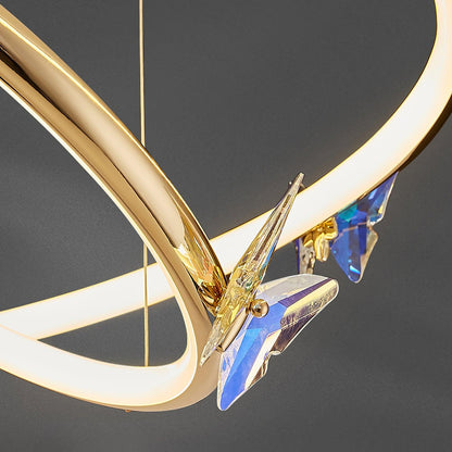 Elegant Blue Butterfly Chandelier - Adjustable Height, LED Compatible