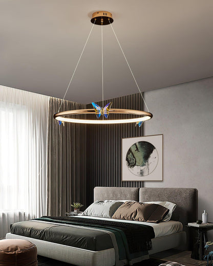 Elegant Blue Butterfly Chandelier - Adjustable Height, LED Compatible