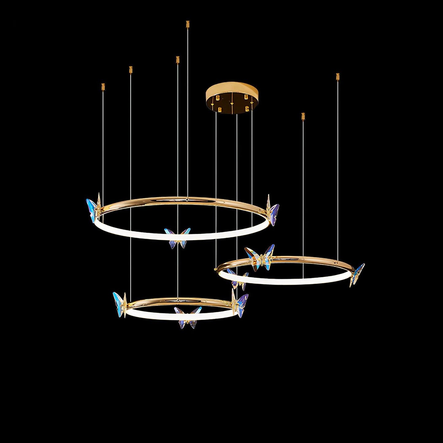 Elegant Blue Butterfly Chandelier - Adjustable Height, LED Compatible