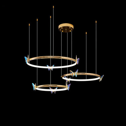 Elegant Blue Butterfly Chandelier - Adjustable Height, LED Compatible