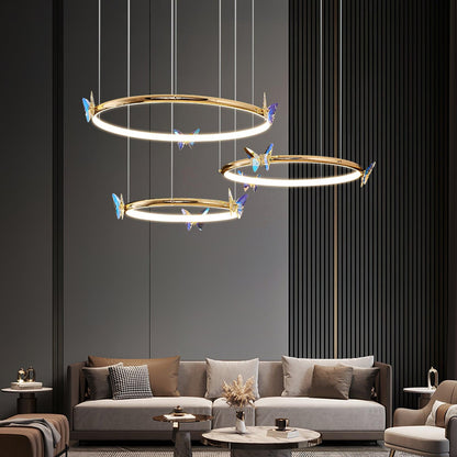 Elegant Blue Butterfly Chandelier - Adjustable Height, LED Compatible