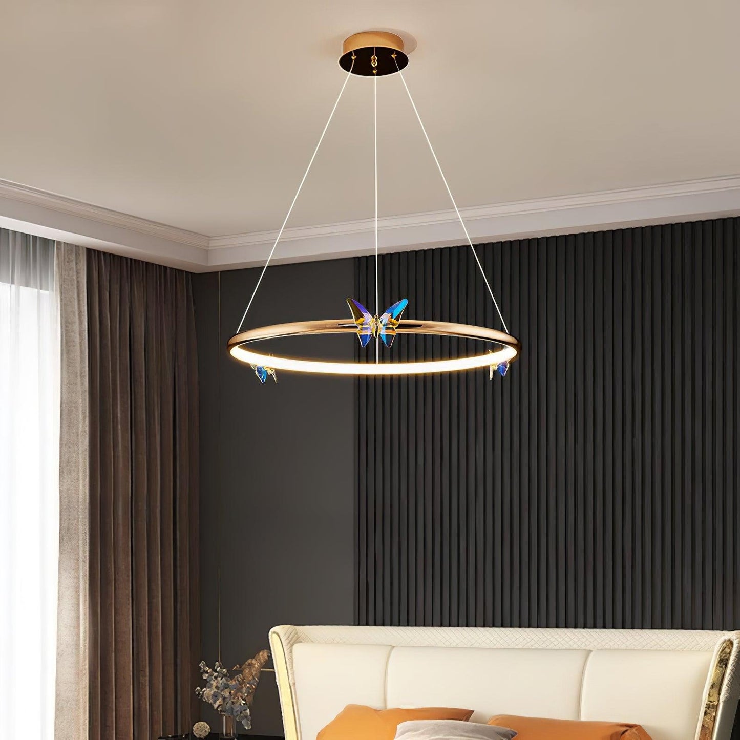 Elegant Blue Butterfly Chandelier - Adjustable Height, LED Compatible