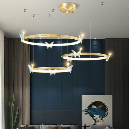 Elegant Blue Butterfly Chandelier - Adjustable Height, LED Compatible