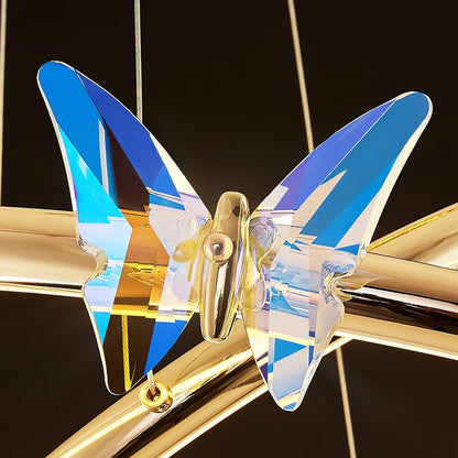 Elegant Blue Butterfly Chandelier - Adjustable Height, LED Compatible