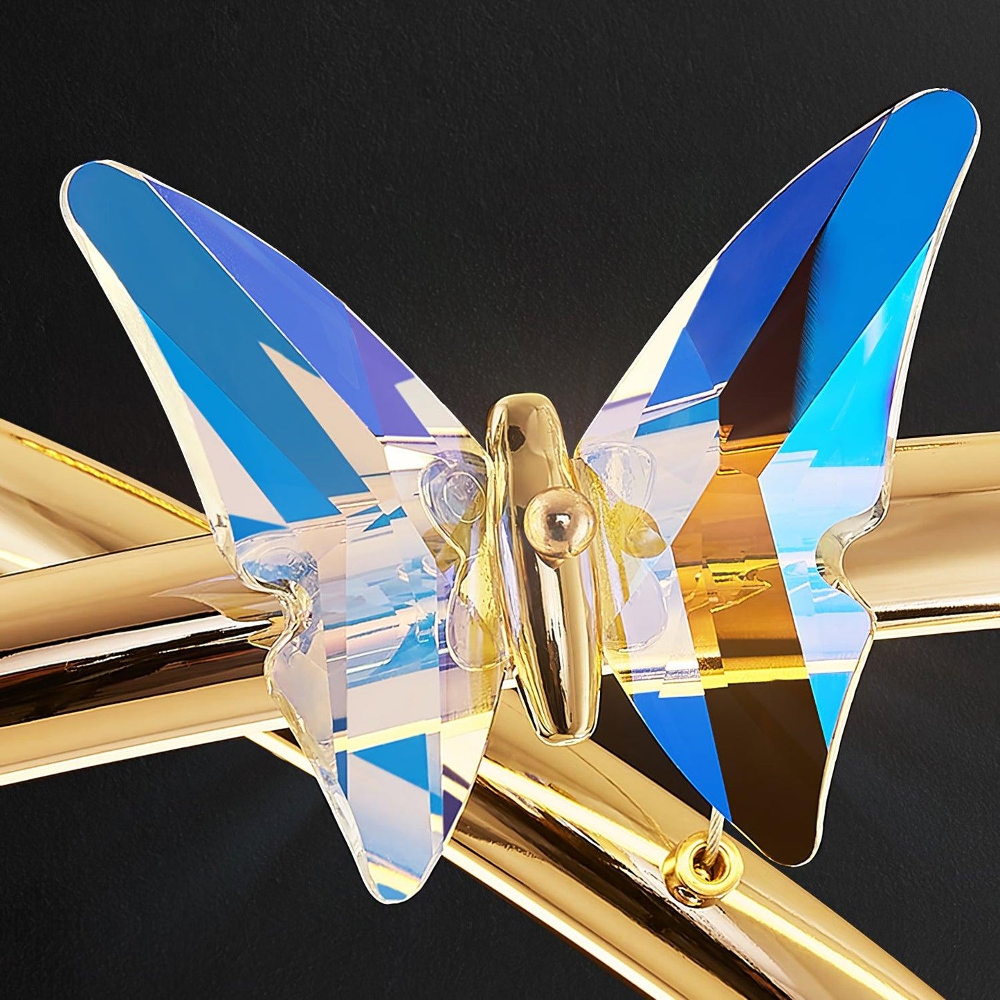 Elegant Blue Butterfly Chandelier - Adjustable Height, LED Compatible