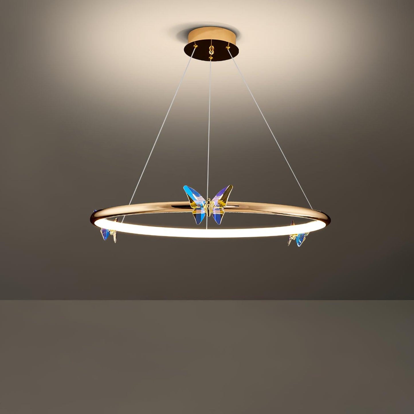Elegant Blue Butterfly Chandelier - Adjustable Height, LED Compatible