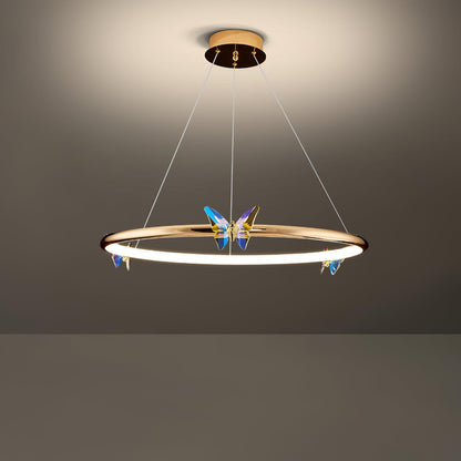 Elegant Blue Butterfly Chandelier - Adjustable Height, LED Compatible