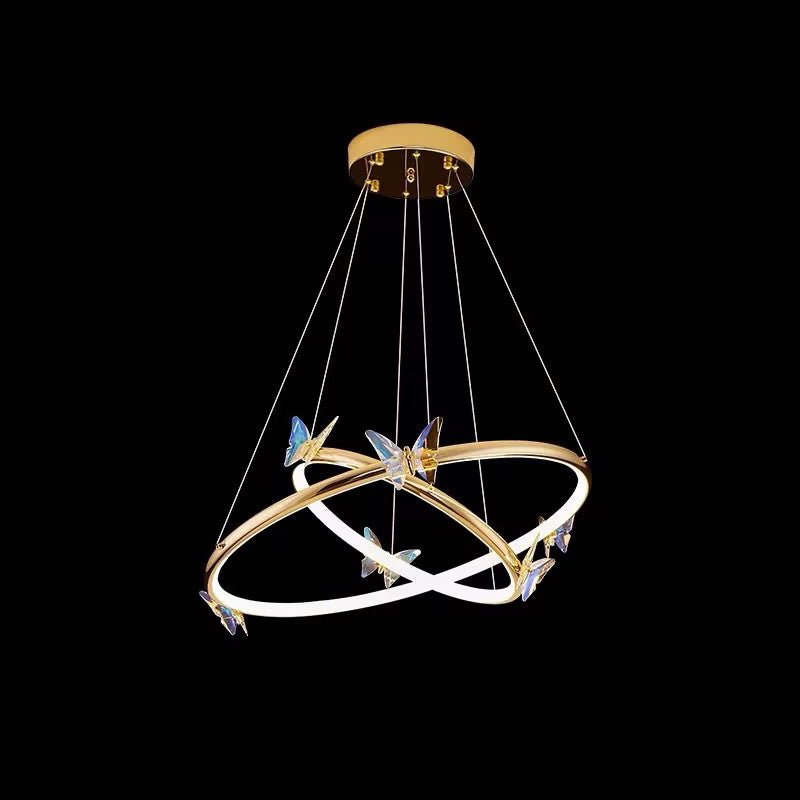 Elegant Blue Butterfly Chandelier - Adjustable Height, LED Compatible