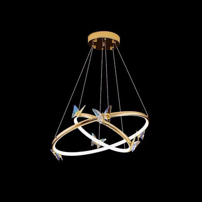 Elegant Blue Butterfly Chandelier - Adjustable Height, LED Compatible