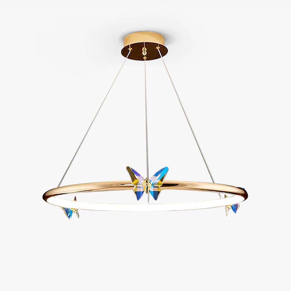 Elegant Blue Butterfly Chandelier - Adjustable Height, LED Compatible