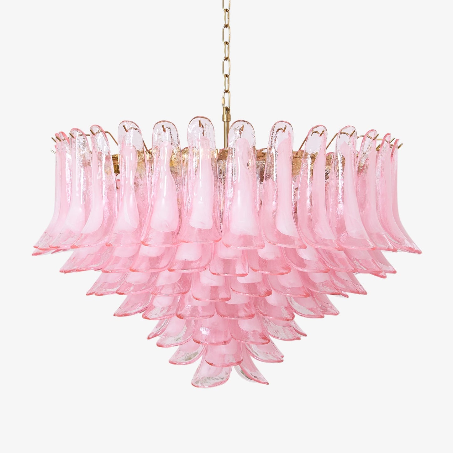 Elegant Blush Pink Glass Chandelier with Adjustable Height & LED Compa