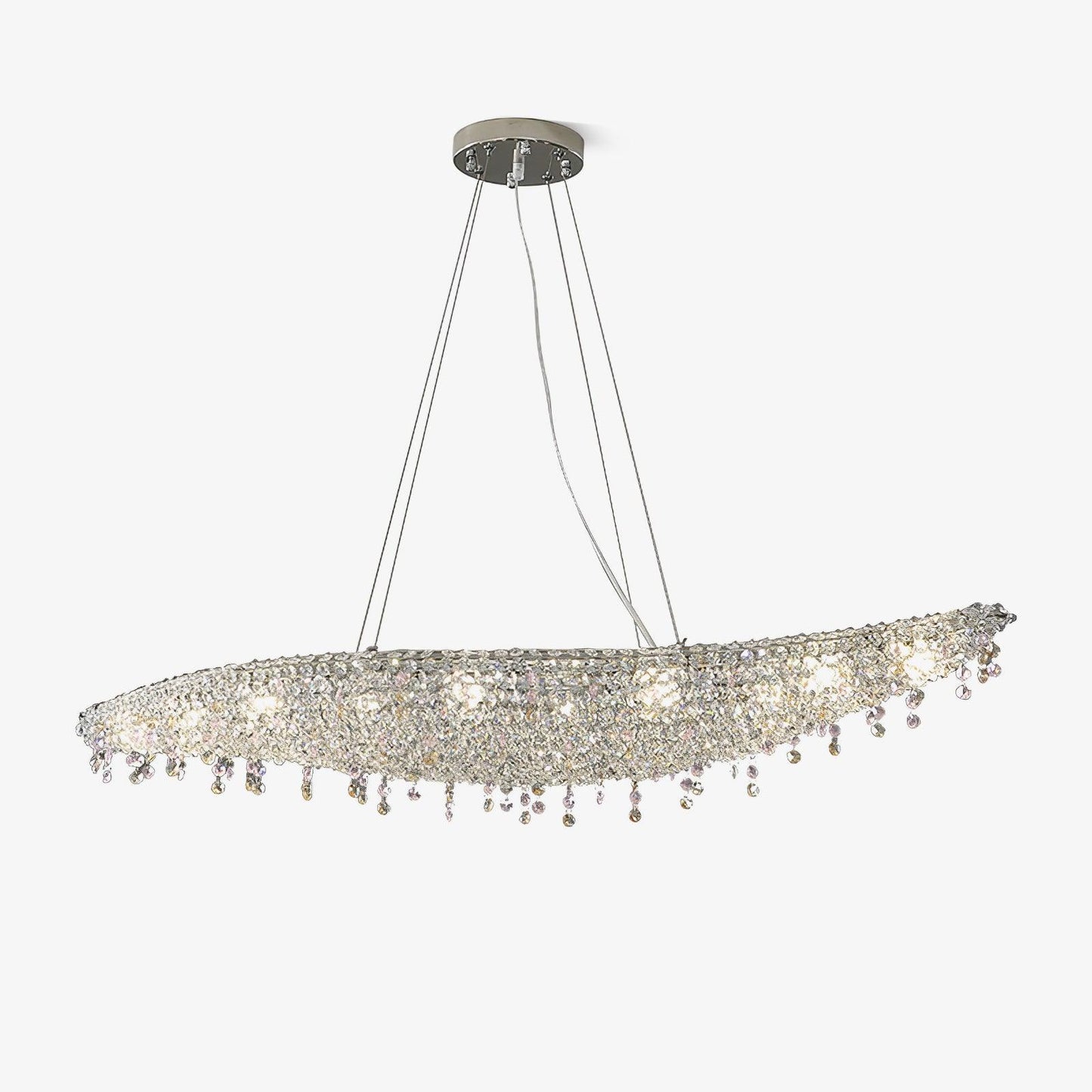 Elegant Boat Crystal Chandelier with Dimmable LED Lights and Adjustabl