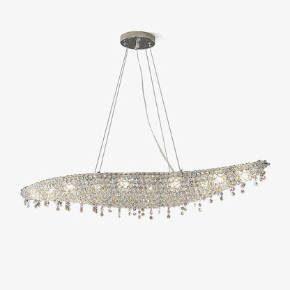 Elegant Boat Crystal Chandelier with Dimmable LED Lights and Adjustabl