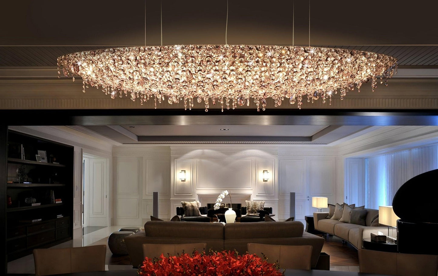 Elegant Boat Crystal Chandelier with Dimmable LED Lights and Adjustabl