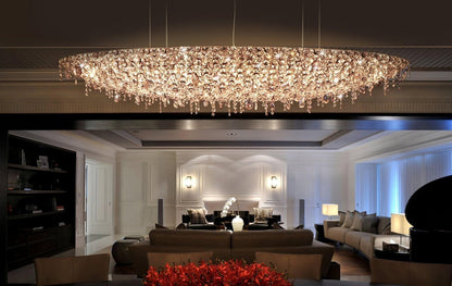 Elegant Boat Crystal Chandelier with Dimmable LED Lights and Adjustabl
