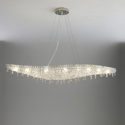 Elegant Boat Crystal Chandelier with Dimmable LED Lights and Adjustabl
