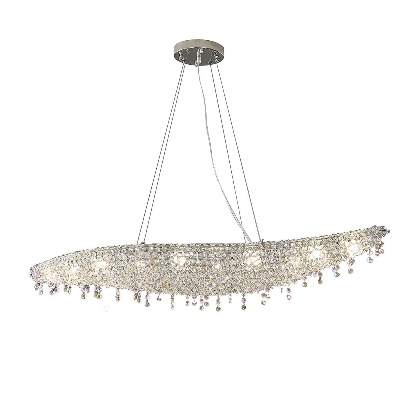 Elegant Boat Crystal Chandelier with Dimmable LED Lights and Adjustabl