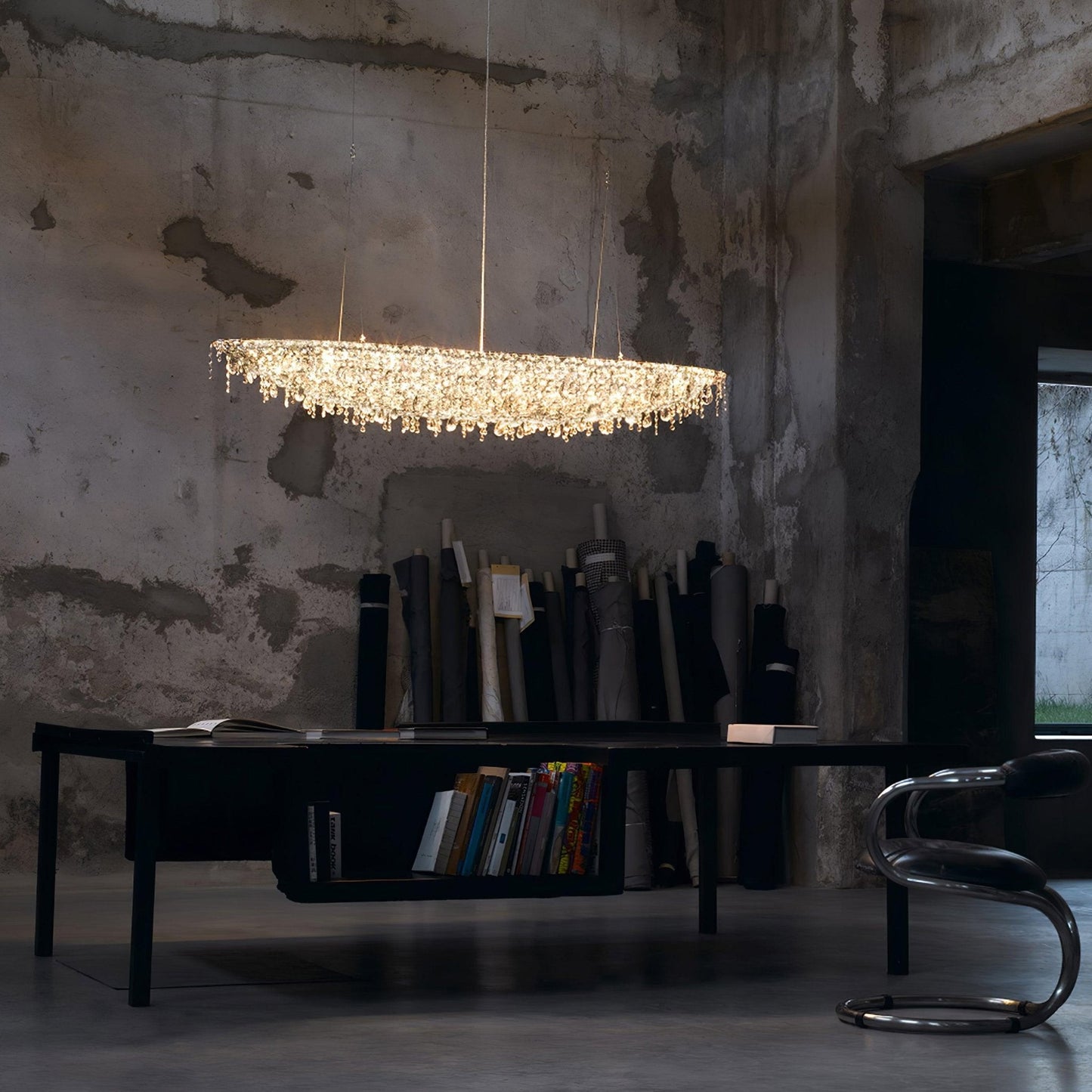 Elegant Boat Crystal Chandelier with Dimmable LED Lights and Adjustabl