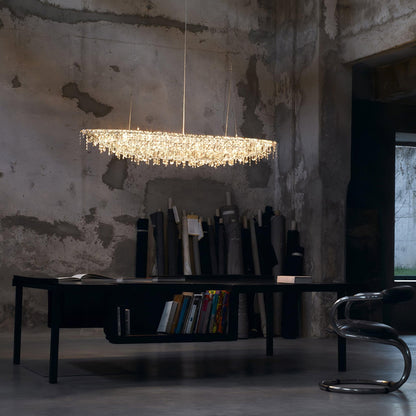 Elegant Boat Crystal Chandelier with Dimmable LED Lights and Adjustabl