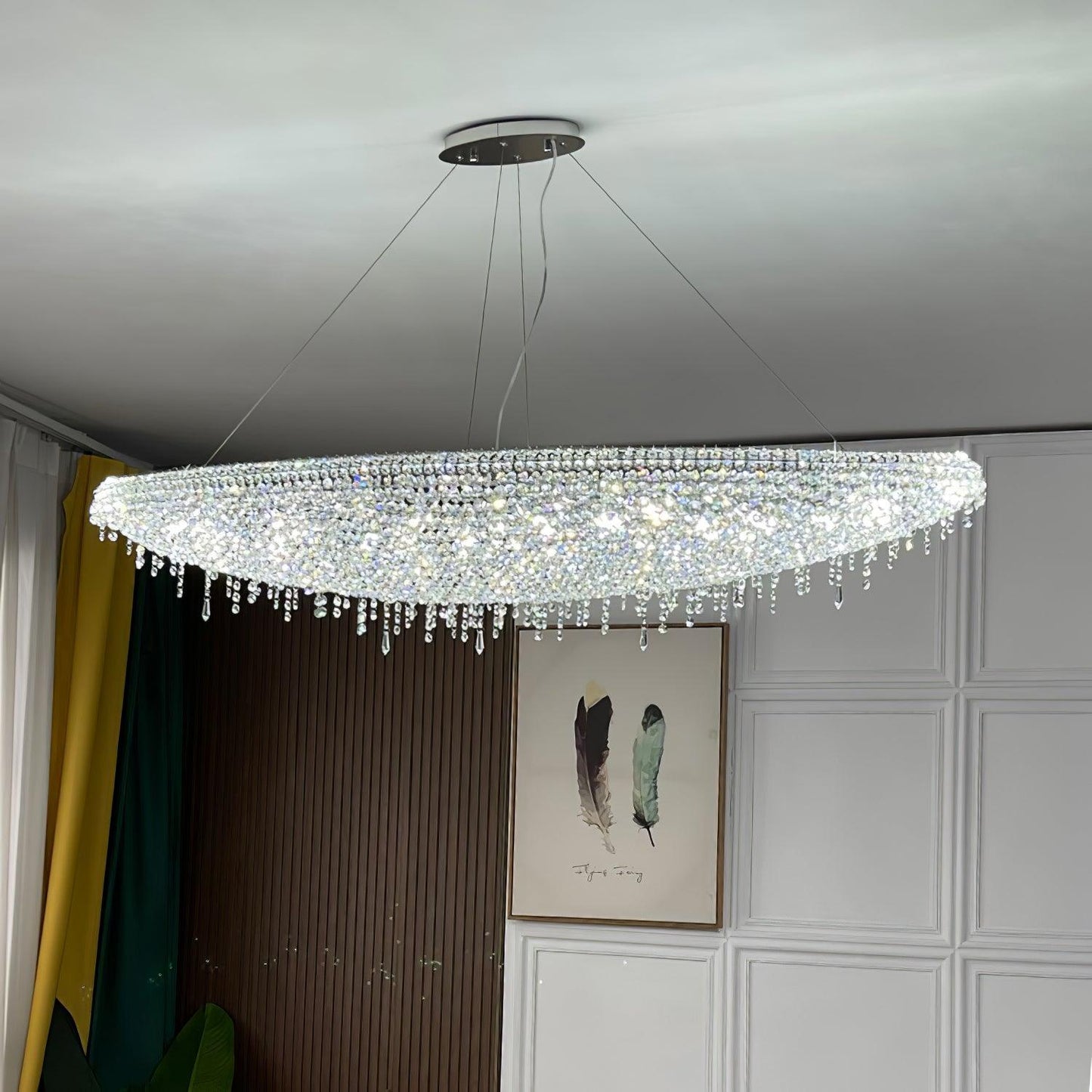 Elegant Boat Crystal Chandelier with Dimmable LED Lights and Adjustabl