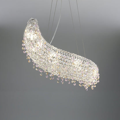 Elegant Boat Crystal Chandelier with Dimmable LED Lights and Adjustabl