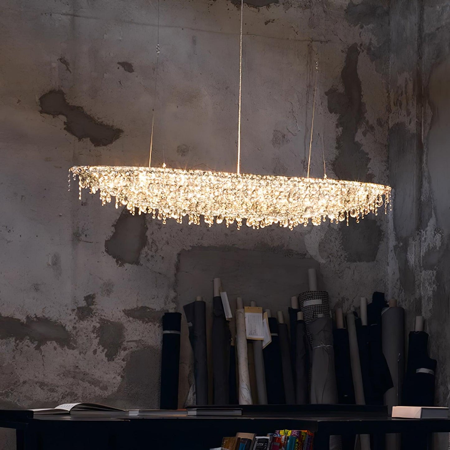 Elegant Boat Crystal Chandelier with Dimmable LED Lights and Adjustabl