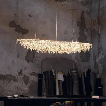 Elegant Boat Crystal Chandelier with Dimmable LED Lights and Adjustabl