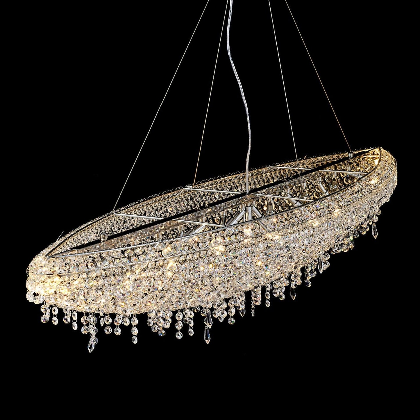 Elegant Boat Crystal Chandelier with Dimmable LED Lights and Adjustabl
