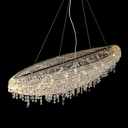 Elegant Boat Crystal Chandelier with Dimmable LED Lights and Adjustabl