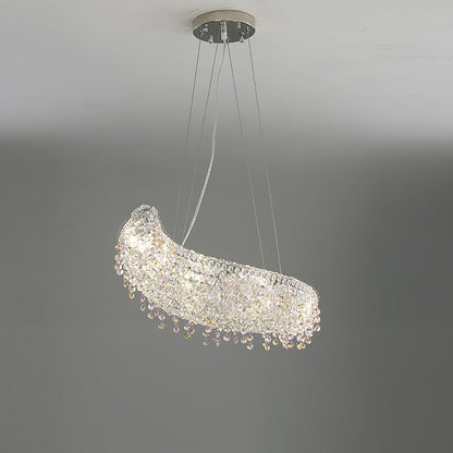 Elegant Boat Crystal Chandelier with Dimmable LED Lights and Adjustabl