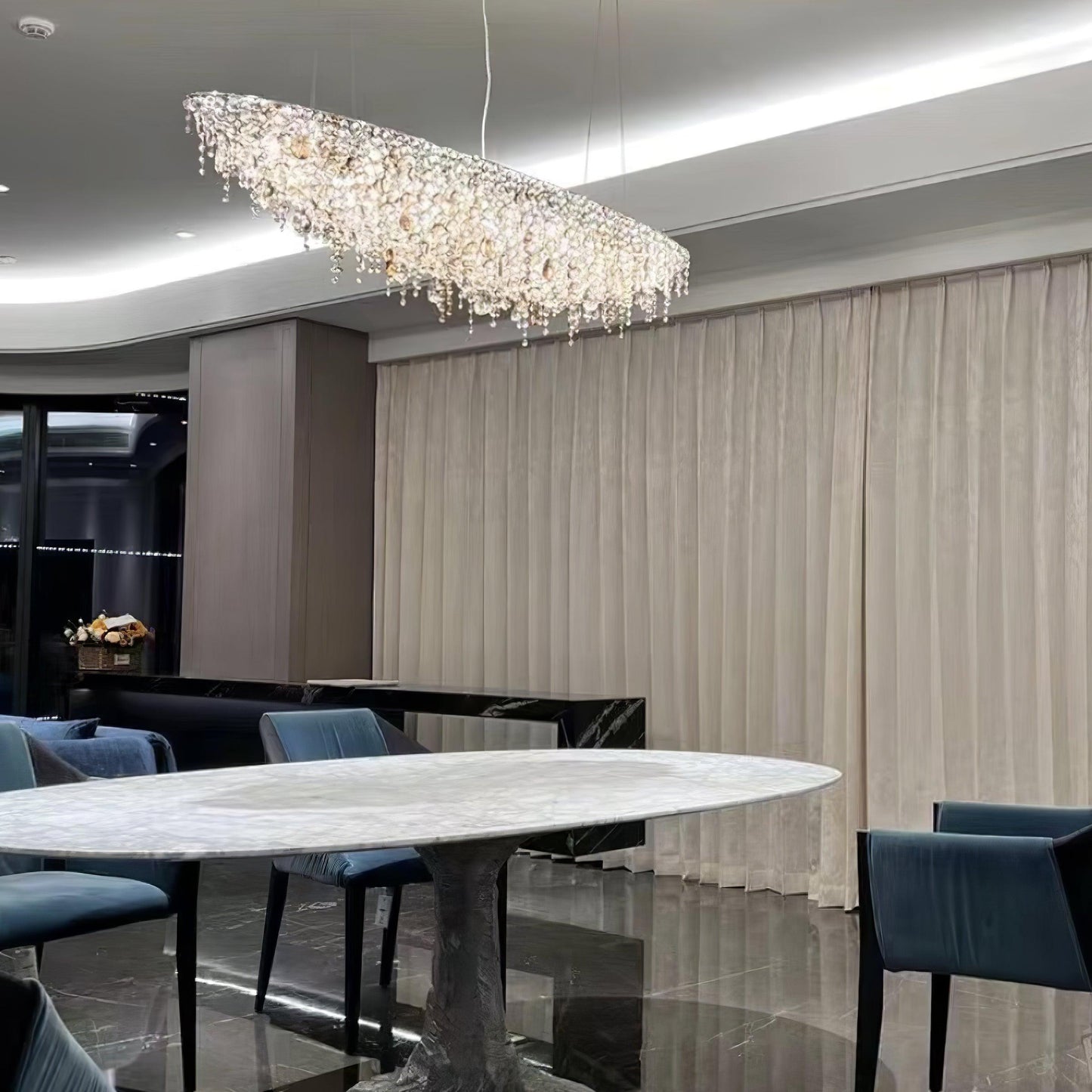 Elegant Boat Crystal Chandelier with Dimmable LED Lights and Adjustabl