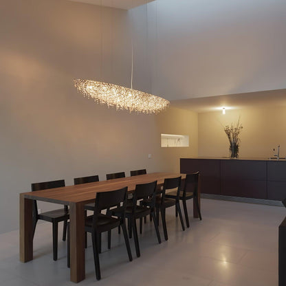 Elegant Boat Crystal Chandelier with Dimmable LED Lights and Adjustabl