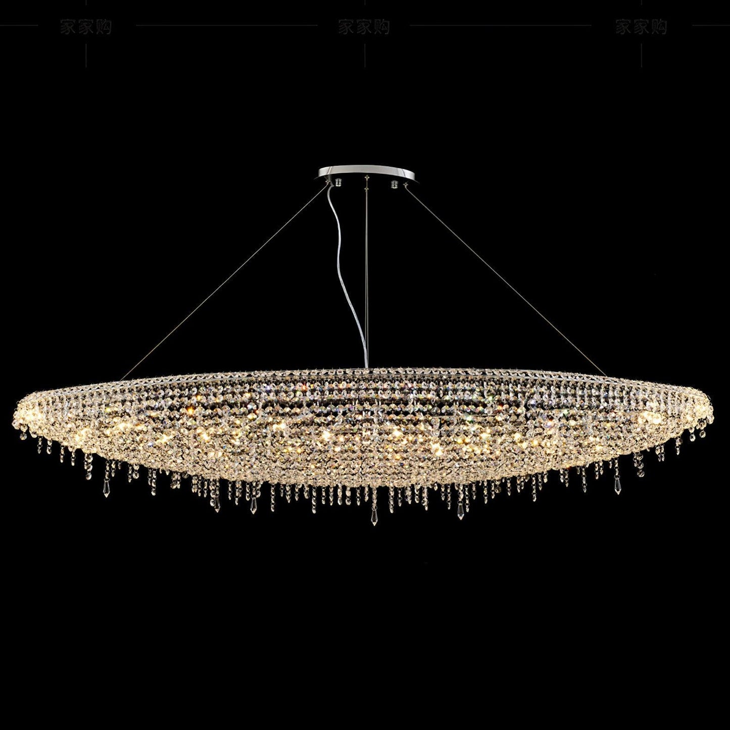 Elegant Boat Crystal Chandelier with Dimmable LED Lights and Adjustabl
