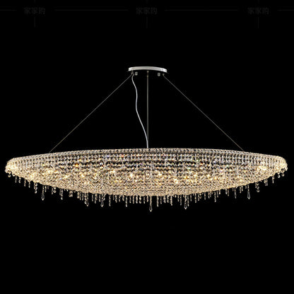 Elegant Boat Crystal Chandelier with Dimmable LED Lights and Adjustabl