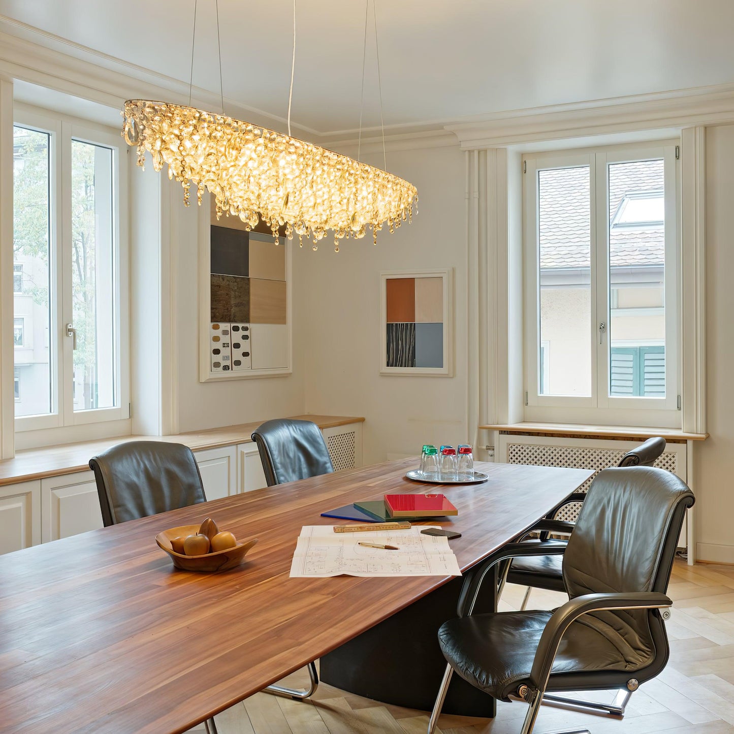 Elegant Boat Crystal Chandelier with Dimmable LED Lights and Adjustabl